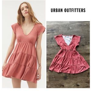 Urban Outfitters Julia Ruffle Mini Dress in dark red Size xs never worn with tag
